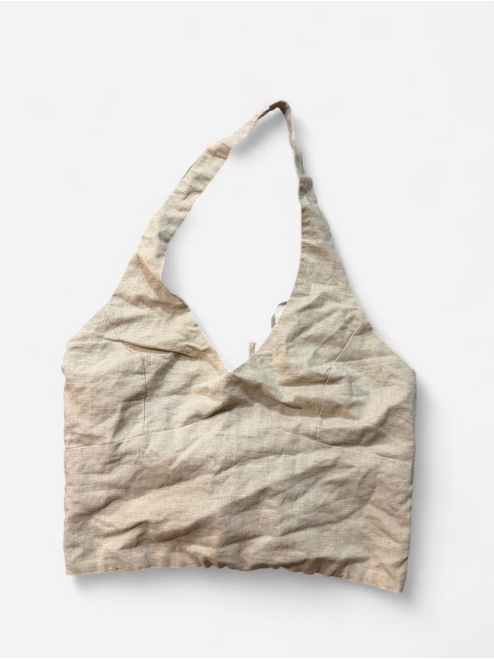 Beige Halter Crop Top - white fox